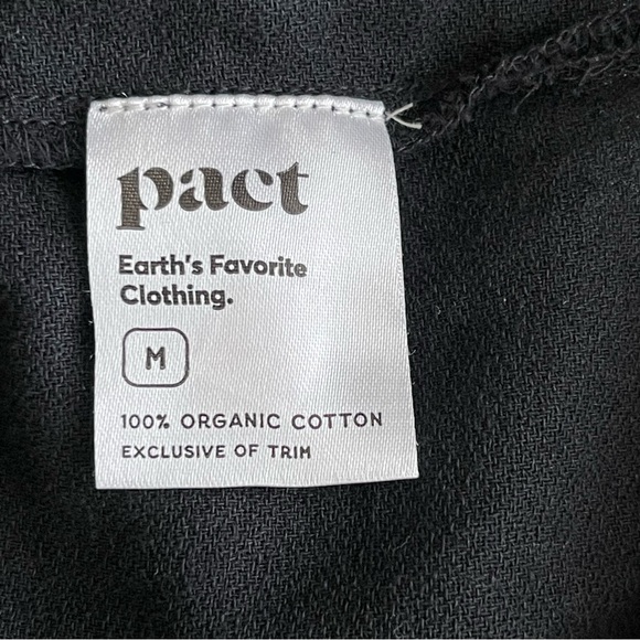 Pact Woven Crepe Organic Cotton Black Dress Women’s Size M Tie Drawcord Waist - Picture 9 of 9